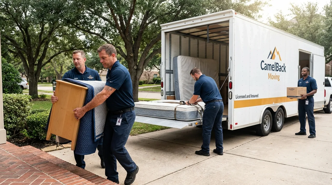 Crew loading residential truck for cross-state move from Fulton, MS