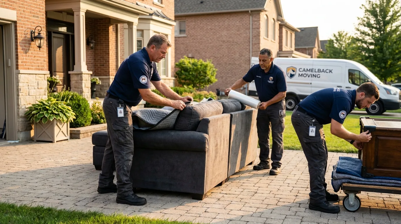 Large estate moving crew wrapping furniture in Fulton, MS