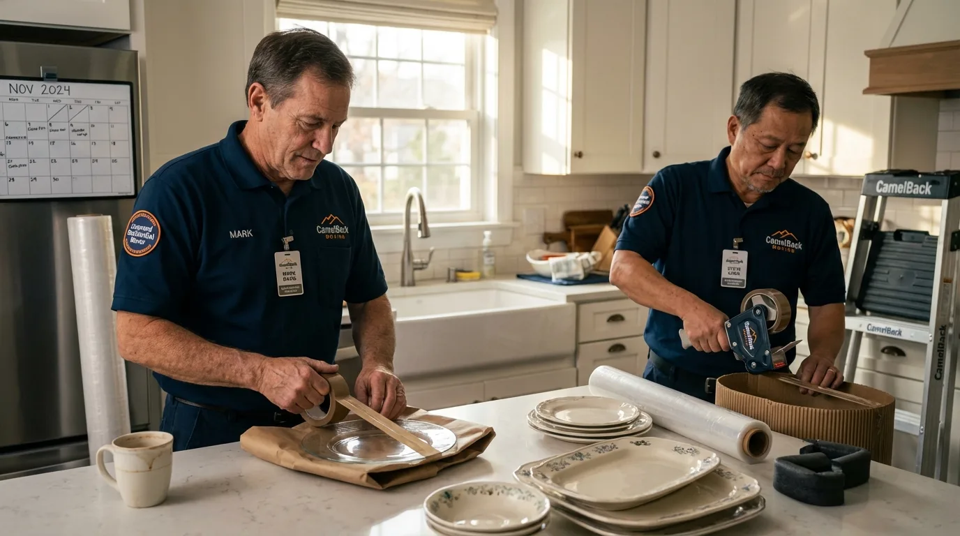 Professional crew packing kitchen dishware in Fulton, MS